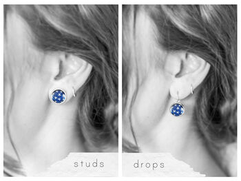 Navy Blue Stars Earrings, 9 of 9