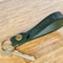 Personalised Racing Green Embossed Leather Keyring, thumbnail 2 of 12