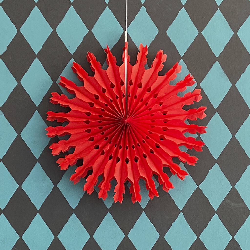 Red Hanging Paper Fan - Hanging Paper Decorations - Pf17-007