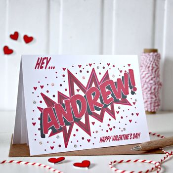 Personalised Valentine's Day Card, Comic Book Style, 2 of 3