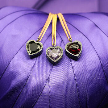 Cabochon Indian Garnet Heart Shaped Gothic Pendant, 2 of 3