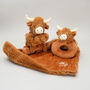 Longhorn Highland Cow Toy Soother And Rattle Gift Set, thumbnail 5 of 11