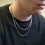 Men's Silver Matte Cuban Chain Necklace 3mm, thumbnail 2 of 10