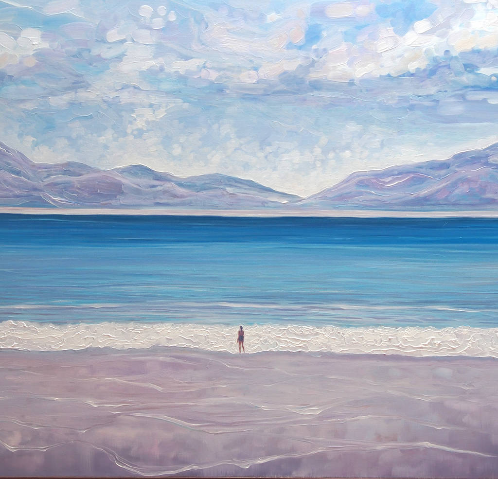 escape to the blue sea, a large seascape oil painting by