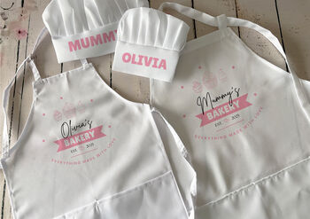 Personalised Matching Family Apron Chef Hat, 2 of 3