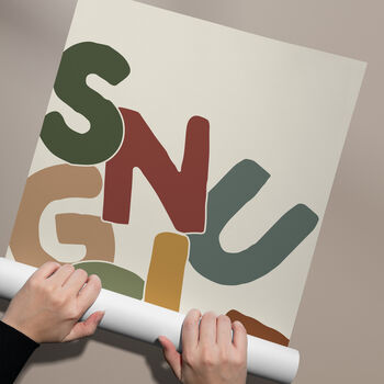 Snuggle Typography Wall Art Print | Cosy Autumn Decor, 4 of 6