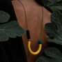 Mustard And Green Essential Oil Lava Bead Necklace, thumbnail 2 of 5