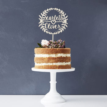Personalised Laurel Couples Wooden Cake Topper, 5 of 5