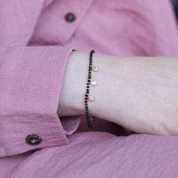 Elegant Black Beaded Nazar Mangalsutra Dangle Zircon Bracelet, 2 of 8