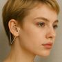 Triangle Long Rose Gold Plated Silver Hoop Earrings, thumbnail 2 of 8