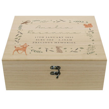 Personalised Woodland Animals Wooden Keepsake Box, 4 of 5