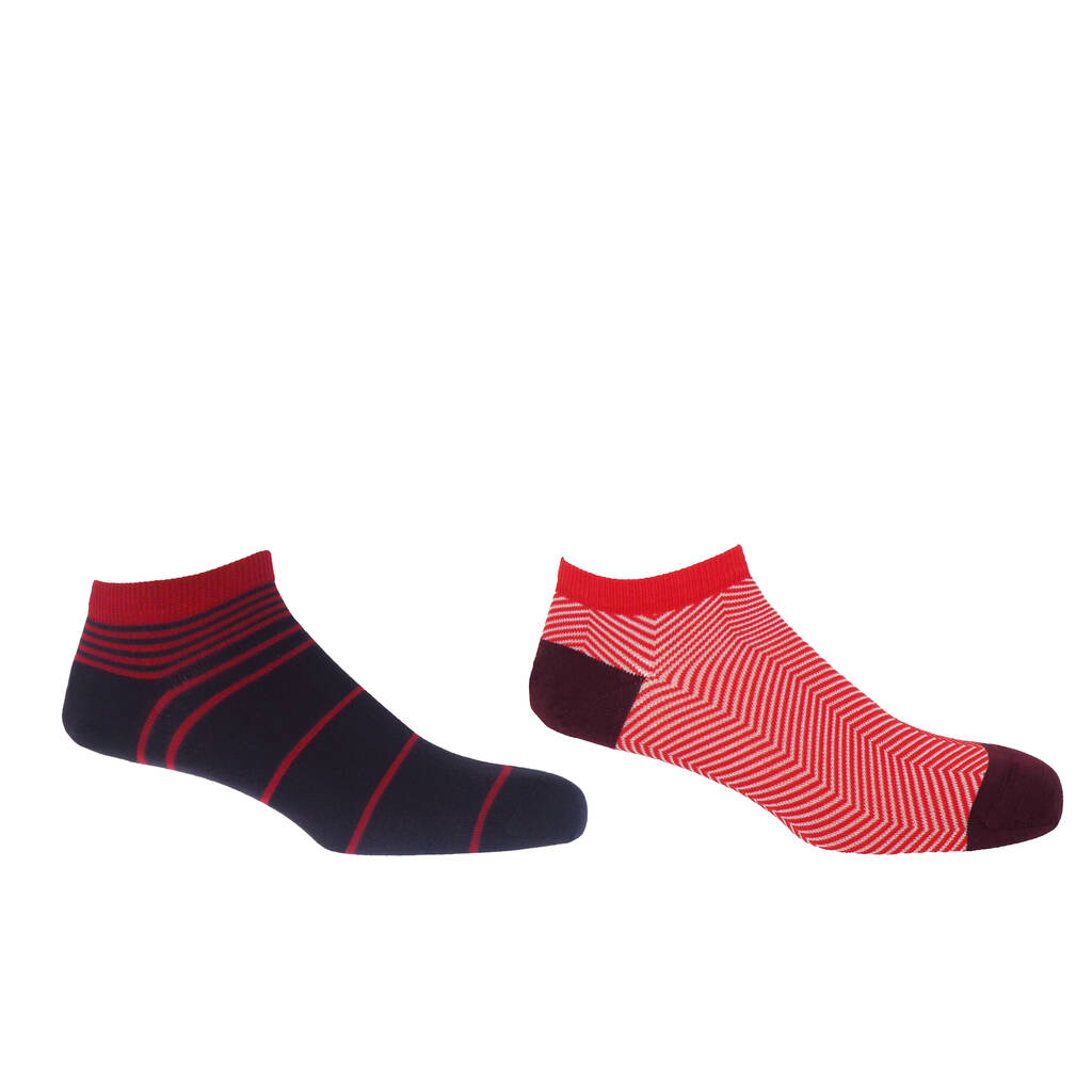 Lux Taylor And Retro Red Men's Trainer Socks Bundle, 1 of 4