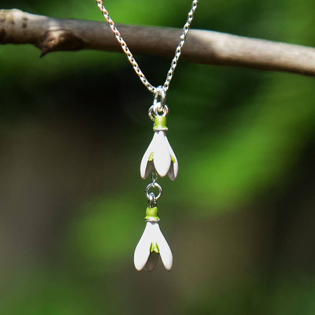 Snowdrop White Flower Pendant Necklace, 1 of 5