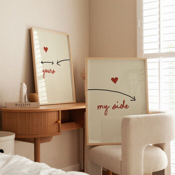 My Side And Your Side Set Of Bedroom Prints, 5 of 11