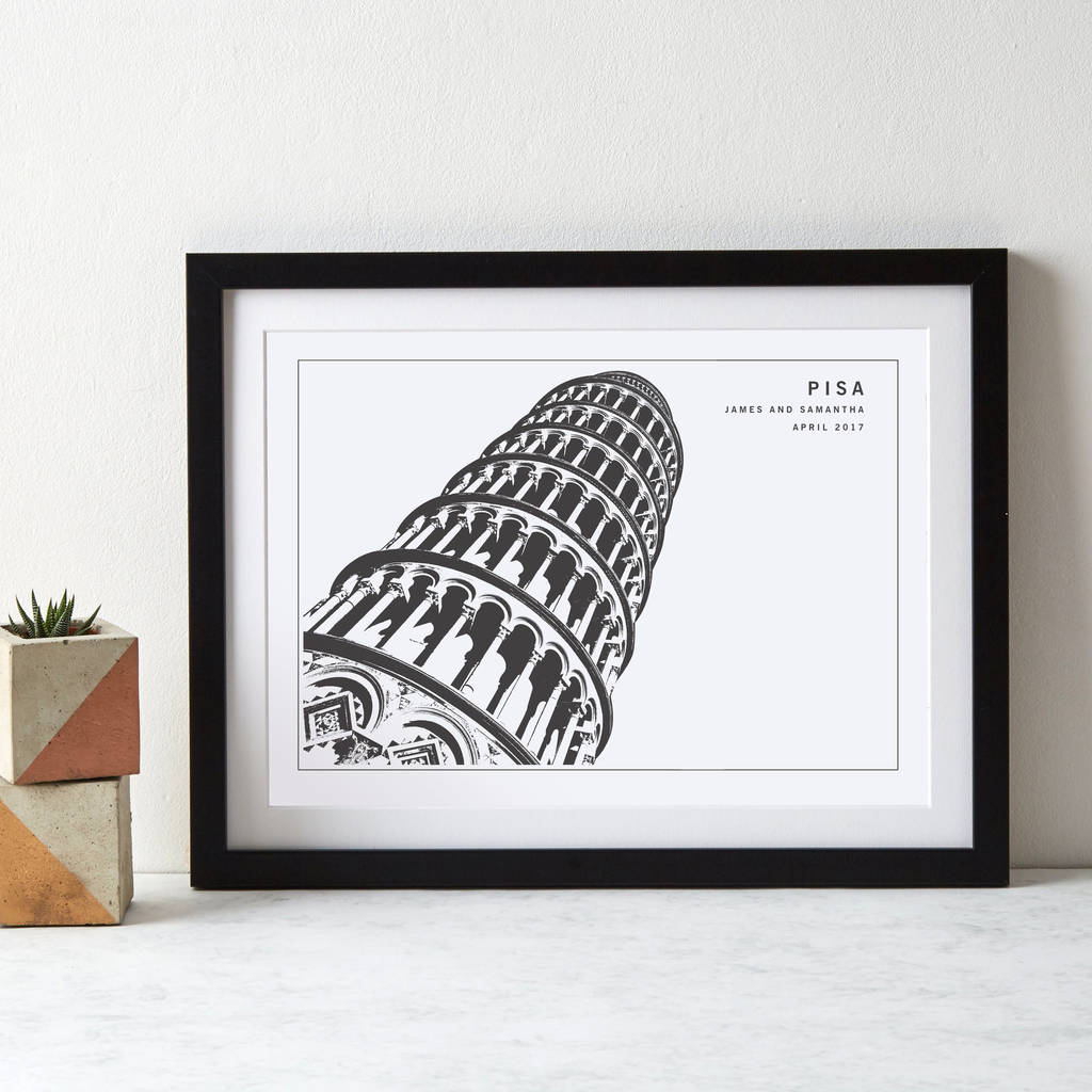 leaning tower of pisa monochrome italy art print by betsy benn ...