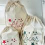 Embroidered Stars Christmas Sack, thumbnail 2 of 5