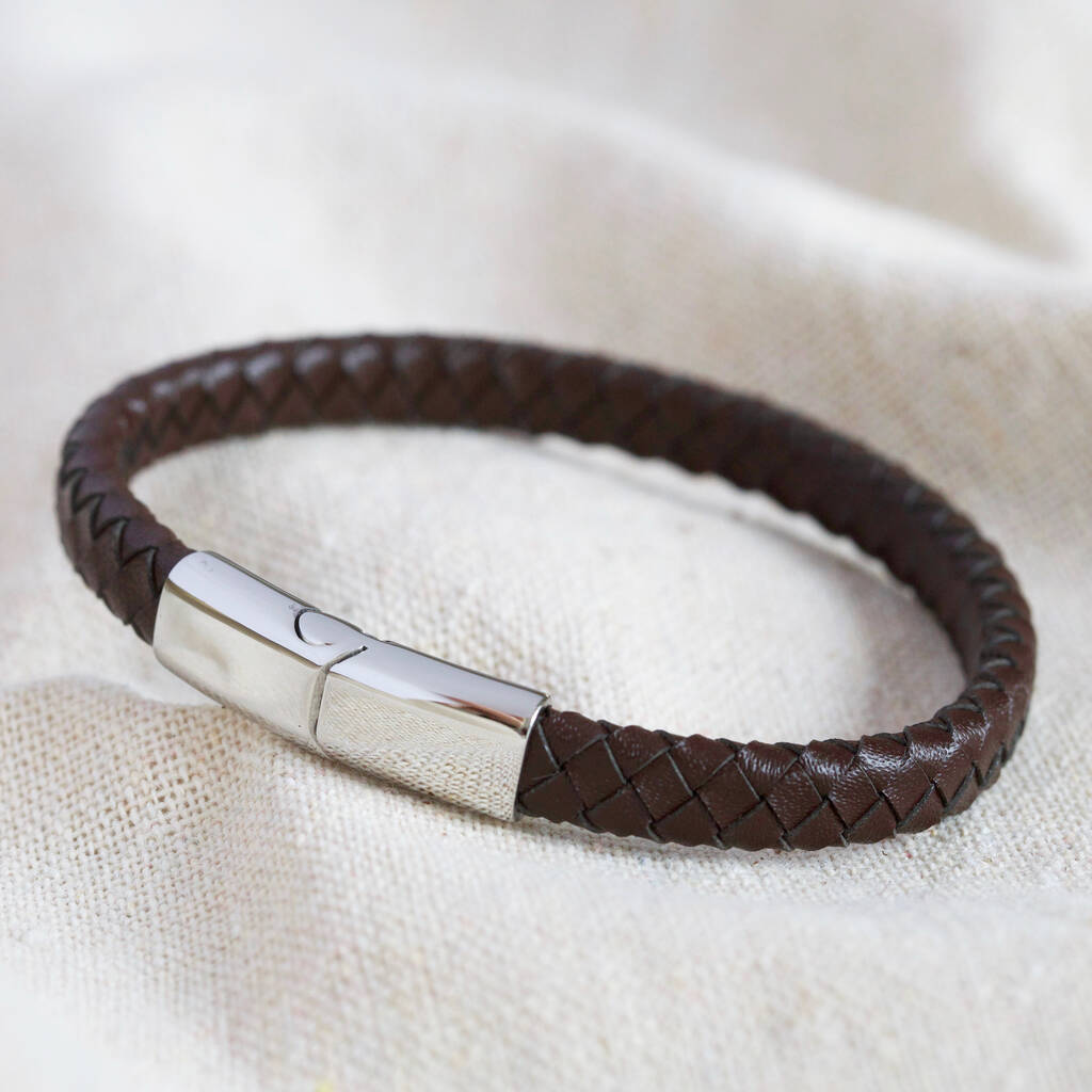 Men's Woven Bracelet With Stainless Steel Clasp By Lisa Angel