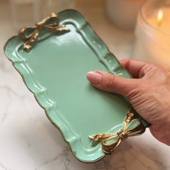 Stocking Filler Jewellery Trinket Tray Vintage White Or Green, 3 of 4