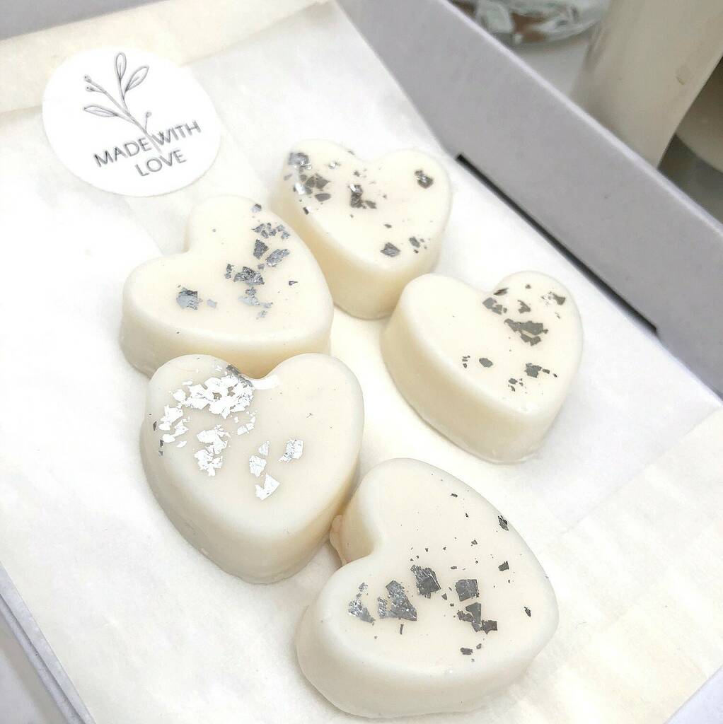 Silver And Gold Leaf Heart Wax Melts By The Hummingbird Card Company