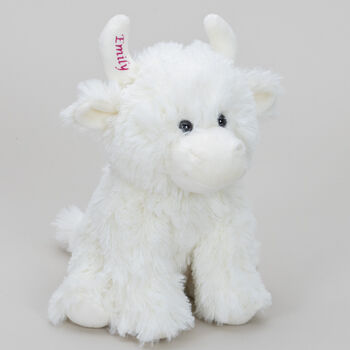 Cream Highland Cow Soft Toy+Personalised Horn+Gift Bag, 4 of 5