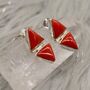 Red Coral Sterling Silver Drop Earrings, thumbnail 4 of 8