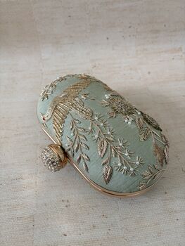 Mint Green Bird Oval Clutch, 3 of 8