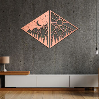 Day And Night Triangular Wooden Wall Art For Any Room, 6 of 9