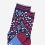 Christmas Floral Holly Mistletoe Bamboo Ankle Socks Women's Navy, thumbnail 4 of 4