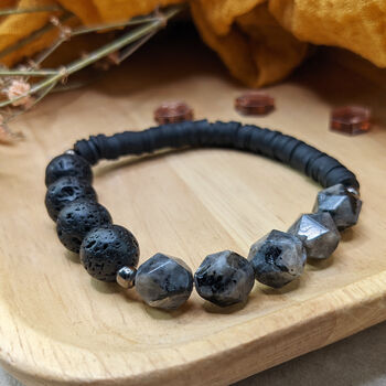 Black Labradorite And Lava Bead Diffuser Bracelet, 3 of 6