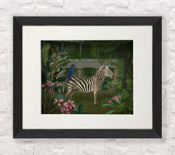Zebra In Conservatory, Tropical Art Print, 4 of 8