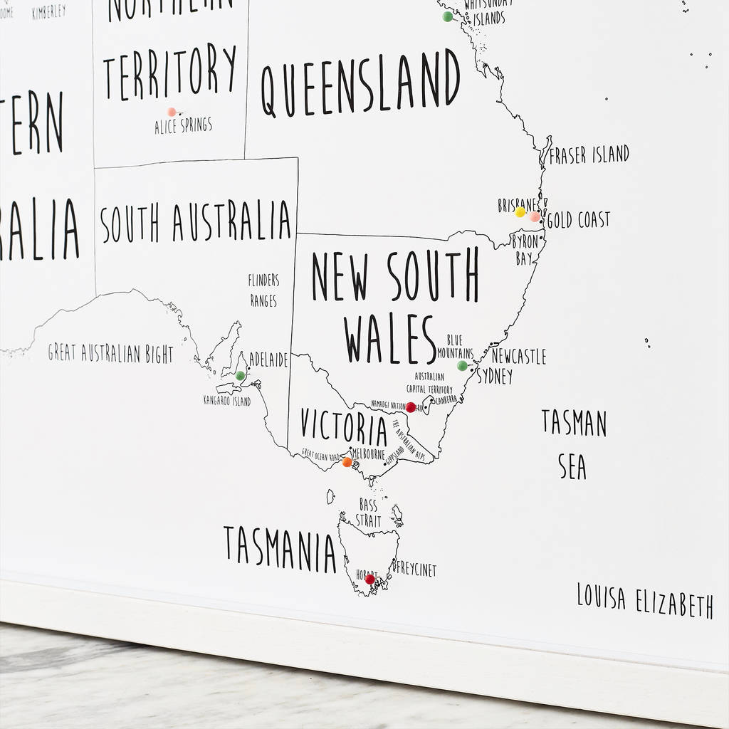 Personalised Australia Pin Board Map By Louisa Elizabeth