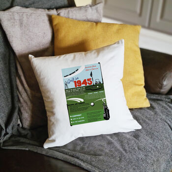 Birthday Gift For Golfer Personalised Birth Year Cushion, 4 of 6