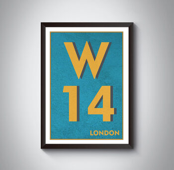 W14 Hammersmith London Postcode Typography Print, 6 of 11