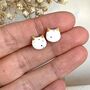 White Rainbow Specked Ceramic Cat Stud Earrings, thumbnail 5 of 7