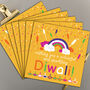Kids Smiling Rainbows And Diyas Diwali Greetings Card, thumbnail 2 of 2