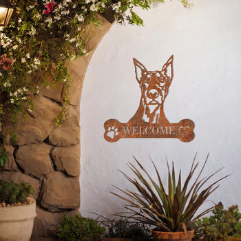 Custom Doberman Welcome Metal Wall Art Sign For Home And Garden Decor, 8 of 11