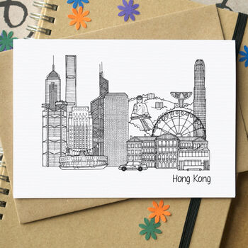 Hong Kong Skyline Travel Art Print Unframed By Becka Griffin ...