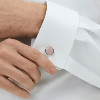 Woven Fabric Faced Cufflinks Dusty Pink, 2 of 4