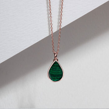 Teardrop Malachite Urn 18 K Rose Gold Plated Silver, 4 of 5