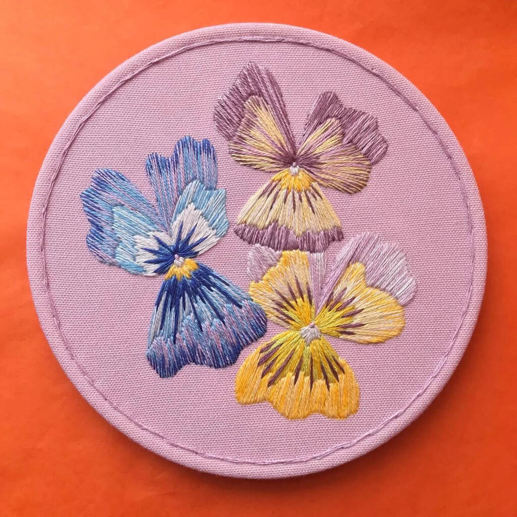 Pansy Floral Embroidery Kit By Lucy Freeman Design