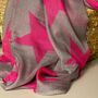 Simply Stars Scarf In Grey And Pink, thumbnail 2 of 3