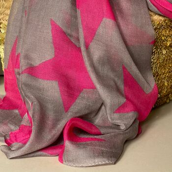 Simply Stars Scarf In Grey And Pink, 2 of 3