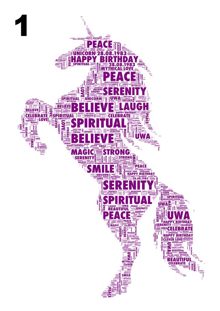Personalised UNICORN Word Art Print Typography Gift Stocking Filler Magical D2 