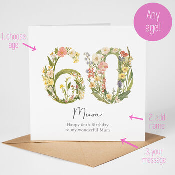 Personalised Botanical 40th Birthday Card, 3 of 6