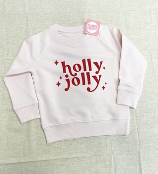 Holly Jolly Pink Children's Sweatshirt, 3 of 4