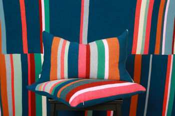 Bold Contrasting Stripe Rectangle Cushion Soft Wool, 4 of 6