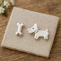 Sterling Silver Mismatched Westie/Scottie And Bone Stud Earrings, thumbnail 3 of 11