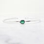 Minimalist Emerald May Birthstone Silver Bangle, thumbnail 1 of 4