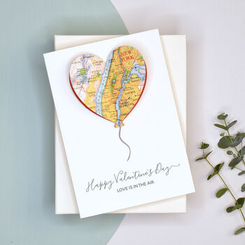 Personalised Map Heart Balloon Valentine's Card, 4 of 11