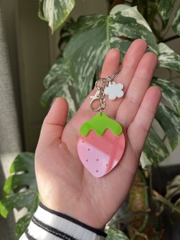 Fruit Keyring With Lemon, Strawberry Or Peach Charm, 6 of 9